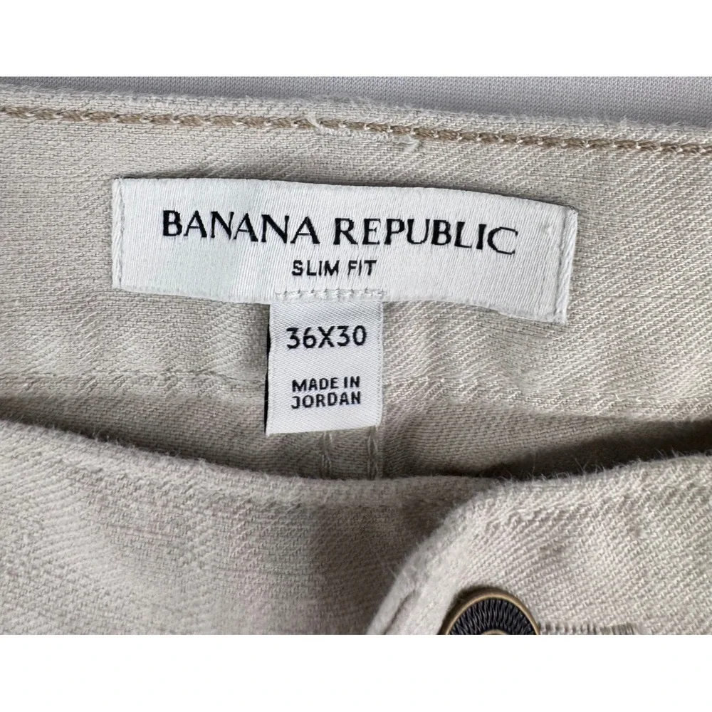 Banana Republic Slim Linen Traveler Pants Mens 36 Light tan minimalist